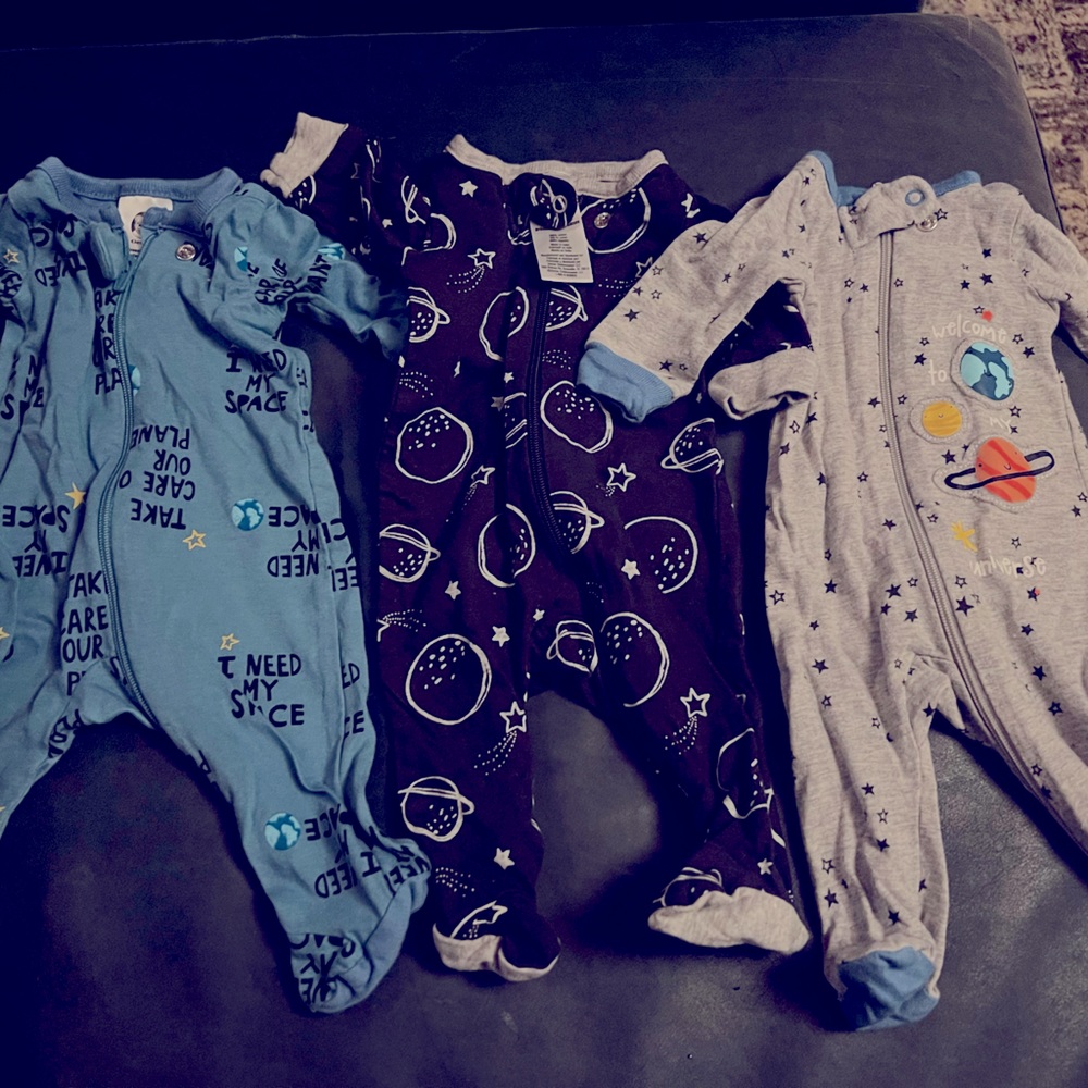 Four cotton footed onesies